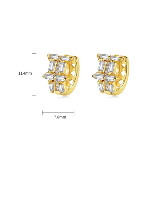 BLING SU Brass Cubic Zirconia Geometric Dainty Huggie Earring 2