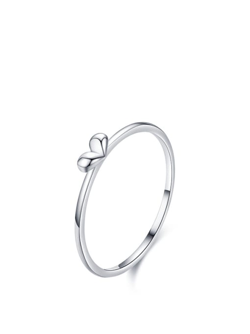 MODN 925 Sterling Silver Heart Minimalist Band Ring