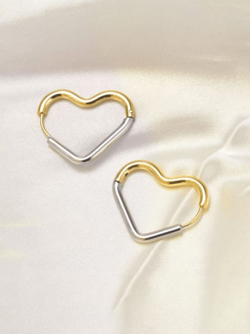 18K color separation Titanium Steel Heart Minimalist Huggie Earring