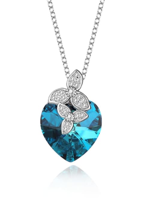 JYXZ 009 (Gradient Blue) 925 Sterling Silver Austrian Crystal Heart Dainty Necklace