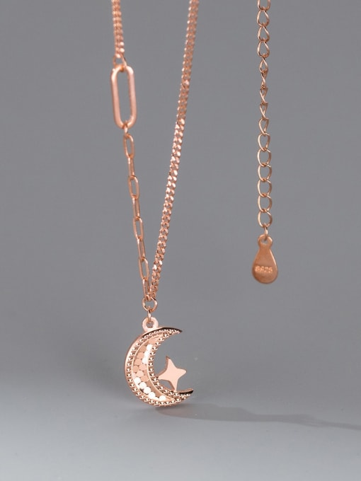 rose gold 925 Sterling Silver Moon Minimalist Necklace