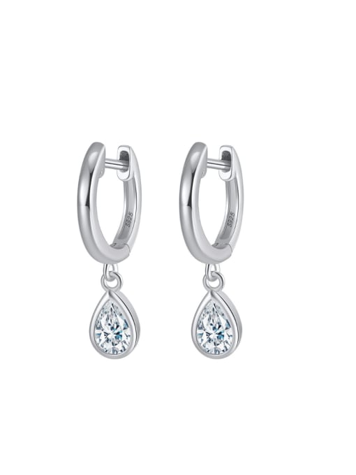 RINNTIN 925 Sterling Silver Cubic Zirconia Water Drop Minimalist Huggie Earring