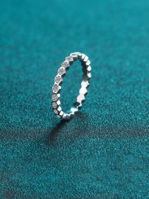 Full Diamond 0.18 CT Moissanite Sterling Silver Moissanite  Geometric Dainty Solitaire Engagement Rings