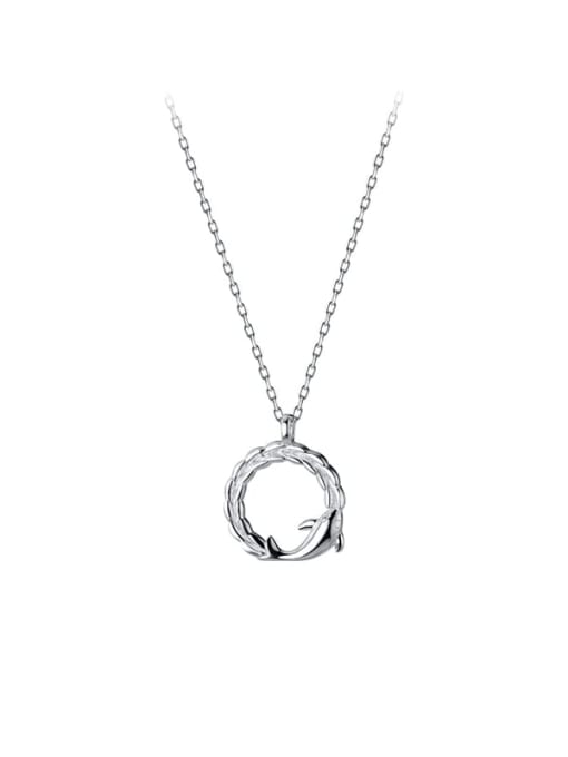 Rosh 925 Sterling Silver Hollow Round Dolphin Cute Pendant Necklace 3