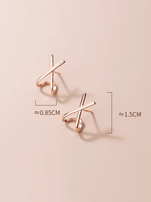 Rosh 925 Sterling Silver Cross Minimalist Stud Earring 3
