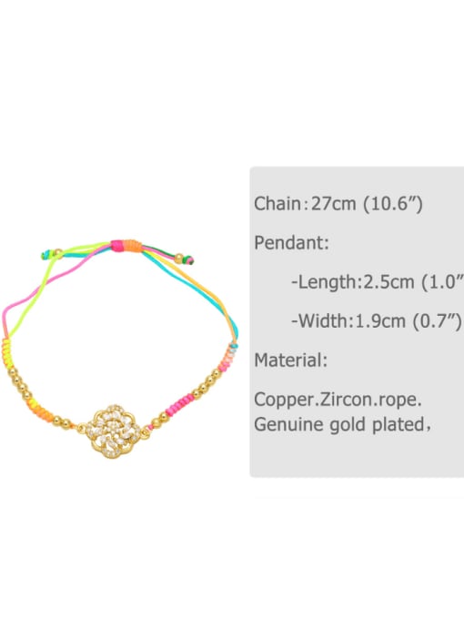 C Brass Cubic Zirconia Multi Color Weave Vintage Handmade Weave Bracelet