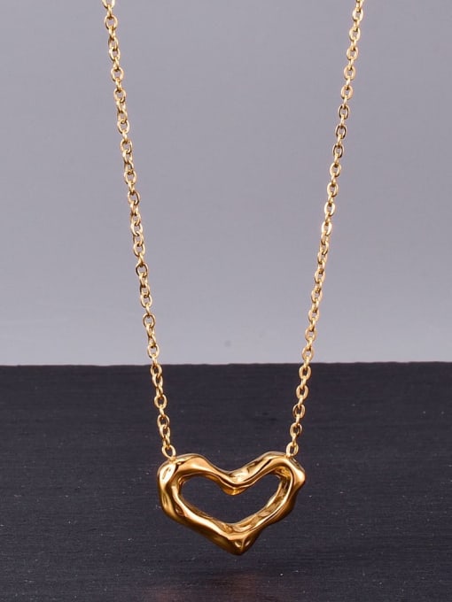 A TEEM Titanium Hollow Heart Minimalist pendant Necklace 3