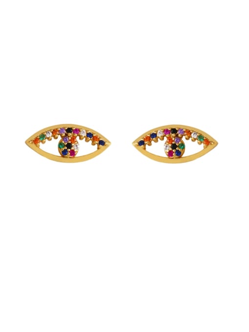 The eye of the devil Brass Cubic Zirconia Cactus Ethnic Stud Earring