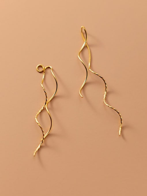 Gold 925 Sterling Silver Tassel Minimalist Threader Earring
