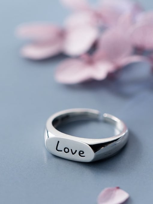 Rosh 925 Sterling Silver  Minimalist English letter Love Free Size Ring 0