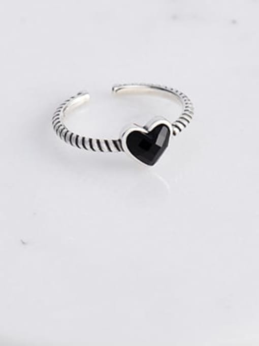 XBOX 925 Sterling Silver Enamel Heart Vintage Band Ring 2