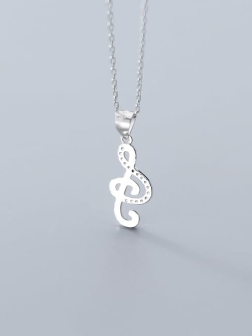 Rosh 925 Sterling Silver Simple fashion notes diamond pendant Necklace 3