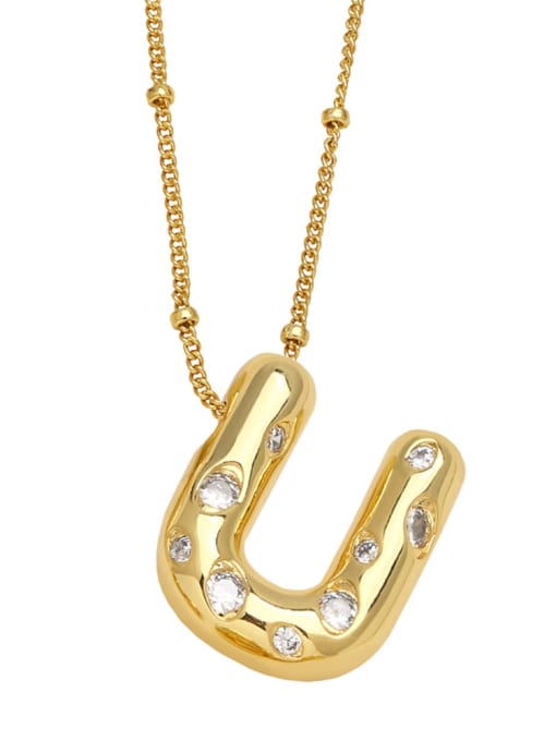 U Brass Letter Minimalist Necklace