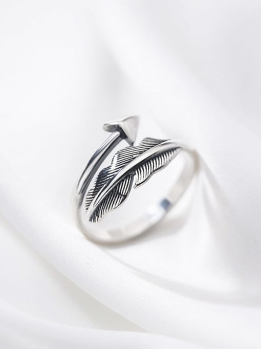 Rosh 925 Sterling Silver Feather Vintage Band Ring 1