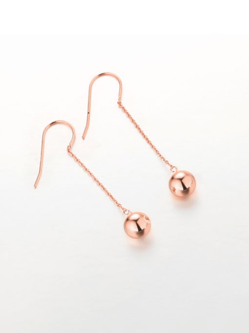 Rose Gold 925 Sterling Silver Round Ball Minimalist Hook Earring