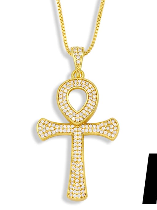 A Brass Cubic Zirconia Cross Hip Hop Necklace