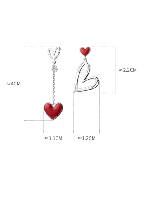 Rosh 925 Sterling Silver Enamel Heart Minimalist Drop Earring 4