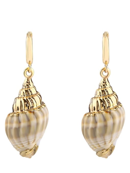 Small earrings Brass Shell Irregular Bohemia Huggie Earring