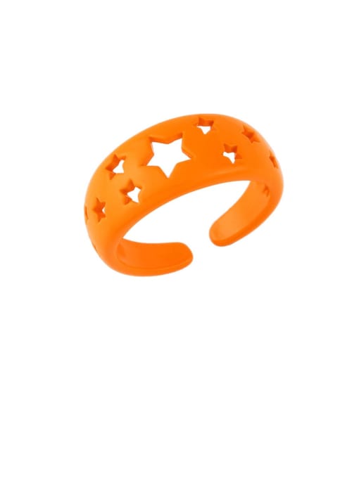 orange Brass Star Hip Hop Band Ring
