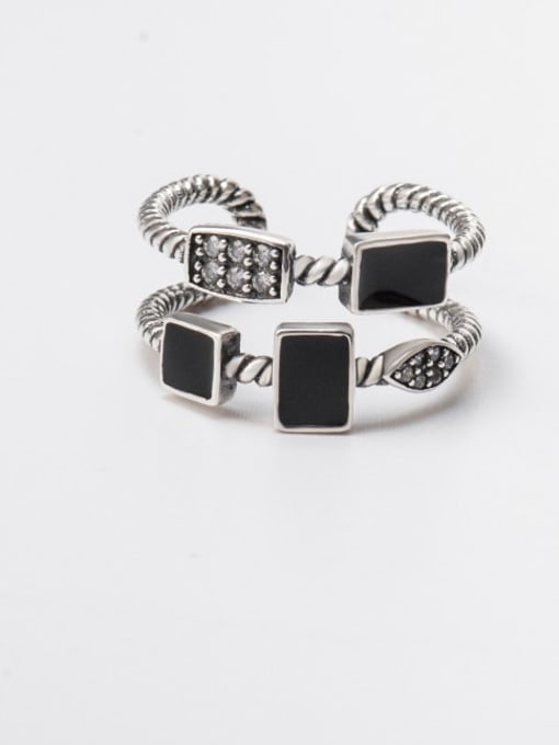 XBOX 925 Sterling Silver Enamel Geometric Vintage Stackable Ring 3