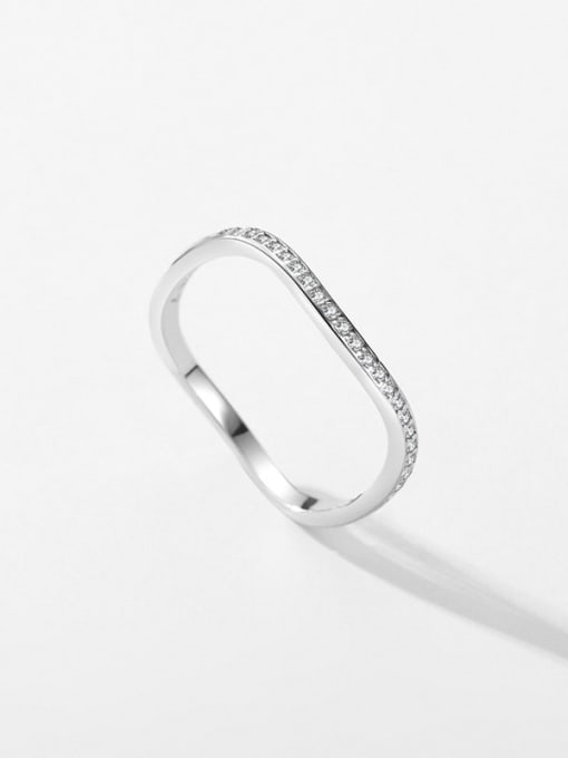 MODN 925 Sterling Silver Cubic Zirconia Geometric Minimalist Band Ring 3