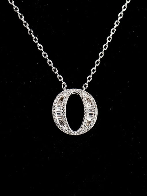 O 925 Sterling Silver Cubic Zirconia Letter Dainty Necklace