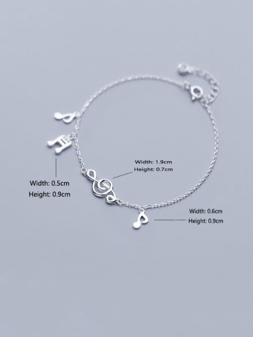 Rosh 925 Sterling Silver  Minimalist  Musical notes with diamonds Link Bracelet 1