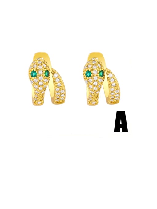 CC Brass Cubic Zirconia Snake Vintage Stud Earring 0