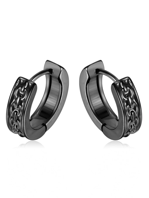 771 black Earrings Stainless steel Geometric Vintage Huggie Earring