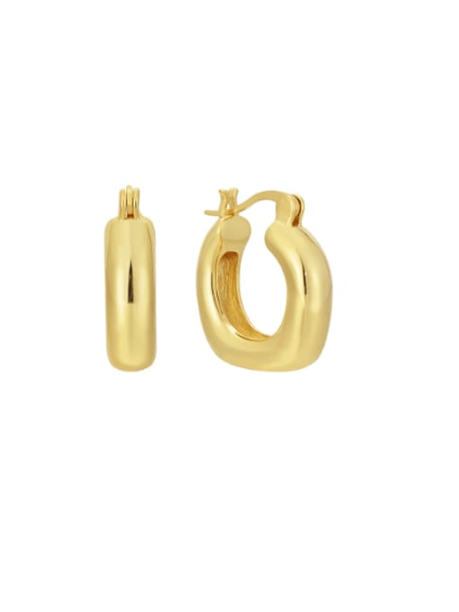 CHARME Brass Smooth Square Minimalist Huggie Earring 0