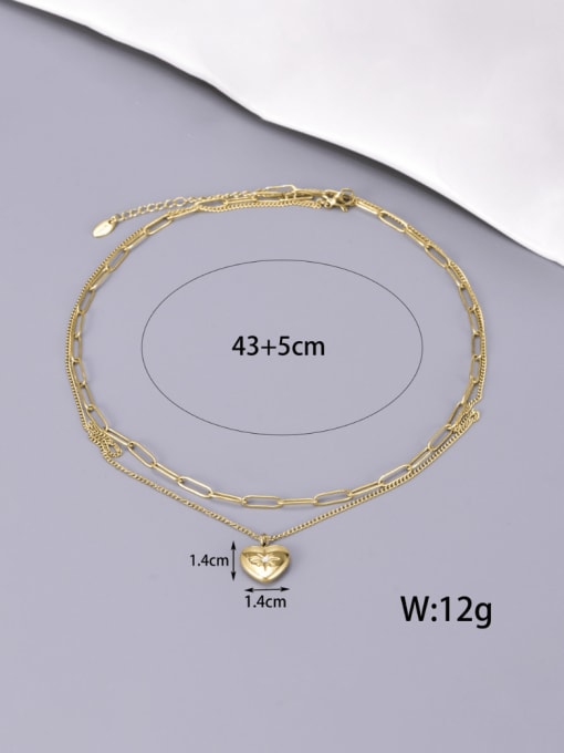 A TEEM Titanium Steel Heart Minimalist Double Layer Chain Necklace 1