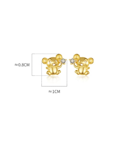 Rosh 925 Sterling Silver With Gold Plated Fashion Mouse Stud Earrings 3