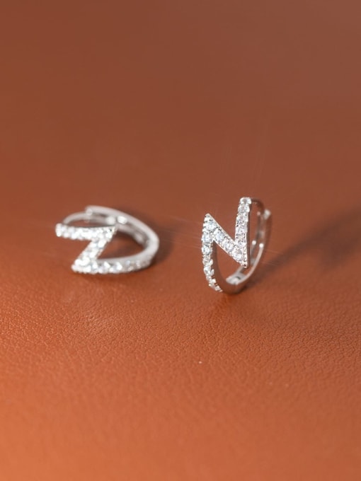 Rosh 925 Sterling Silver Cubic Zirconia Irregular Minimalist Stud Earring 0