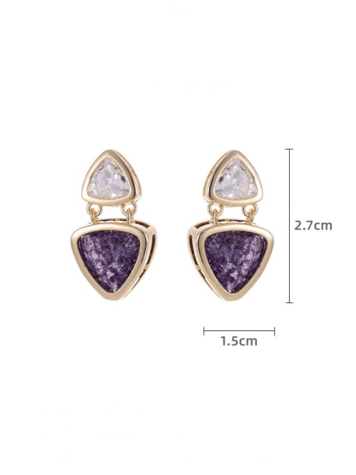 Luxu Brass Glass Stone Geometric Minimalist Drop Earring 4