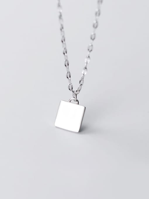 Rosh 925 Sterling Silver Rectangle Minimalist pendant Necklace 3