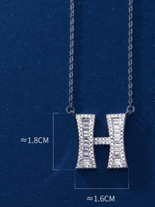 Letter H 925 Sterling Silver Simple Fashion full diamond letters pendant  Necklace