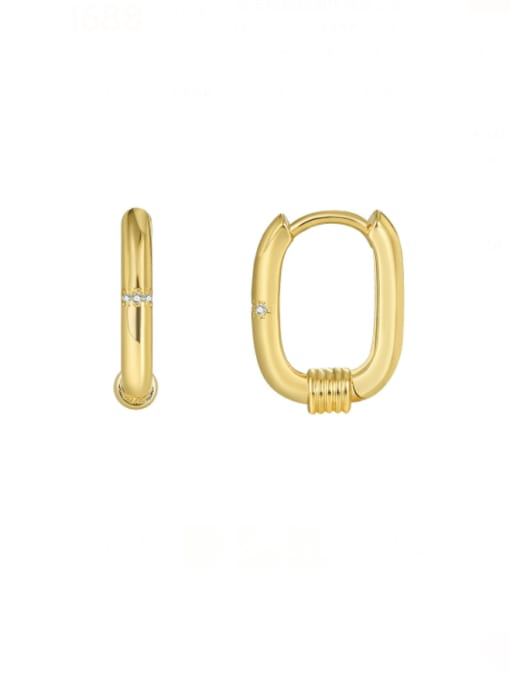 Gold O-shaped zircon earring Brass Geometric Minimalist Huggie Earring