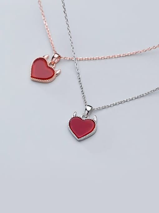 Rosh 925 Sterling Silver Cute heart pendant Necklace 0