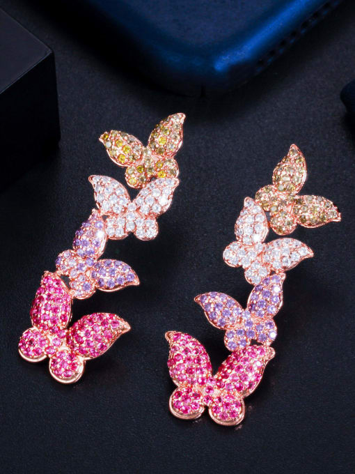 L.WIN Brass Cubic Zirconia Butterfly Luxury Drop Earring 3