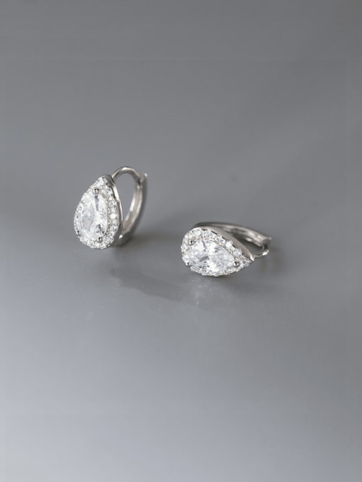 Rosh 925 Sterling Silver Cubic Zirconia Water Drop Dainty Stud Earring