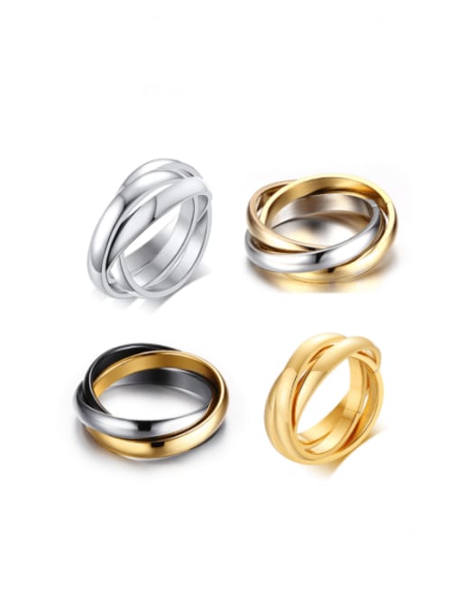 CONG Titanium Steel Geometric Minimalist Stackable Ring 0
