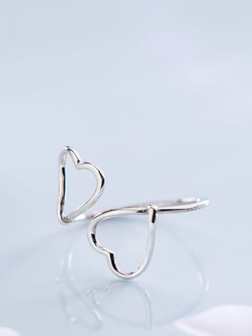 Rosh 925 Sterling Silver Hollow Heart Minimalist Free Size Ring
