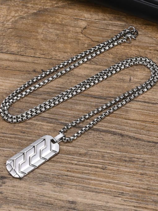 Steel pendant with chain 60CM Stainless steel Geometric Hip Hop Necklace