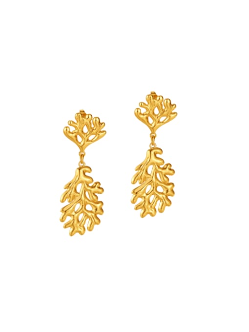 GE953 steel earrings in gold Stainless steel Leaf Trend Earring