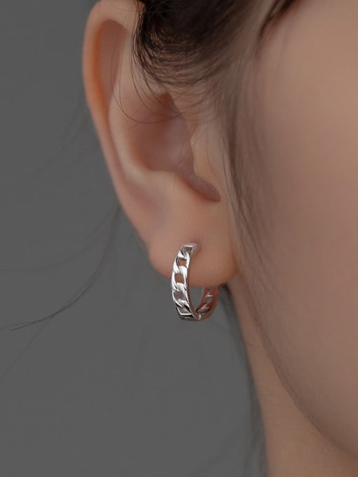 Rosh 925 Sterling Silver Hollow Geometric Minimalist Ear Cuff Earring 1