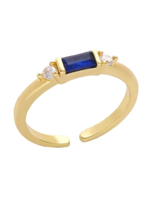 Dark blue Brass Cubic Zirconia Geometric Minimalist Band Ring