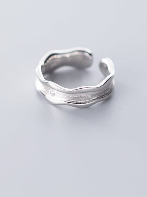 Rosh 925 Sterling Silver Irregular Minimalist Free Size Band Ring 2