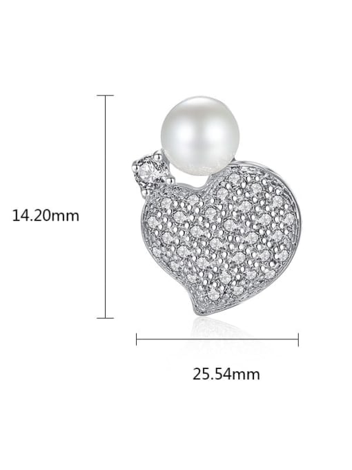 BLING SU Copper Cubic Zirconia Heart Dainty Stud Earring 2