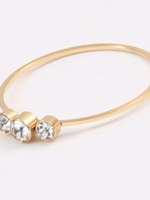 Gold US 8 A535 Titanium Steel Cubic Zirconia Geometric Minimalist Band Ring