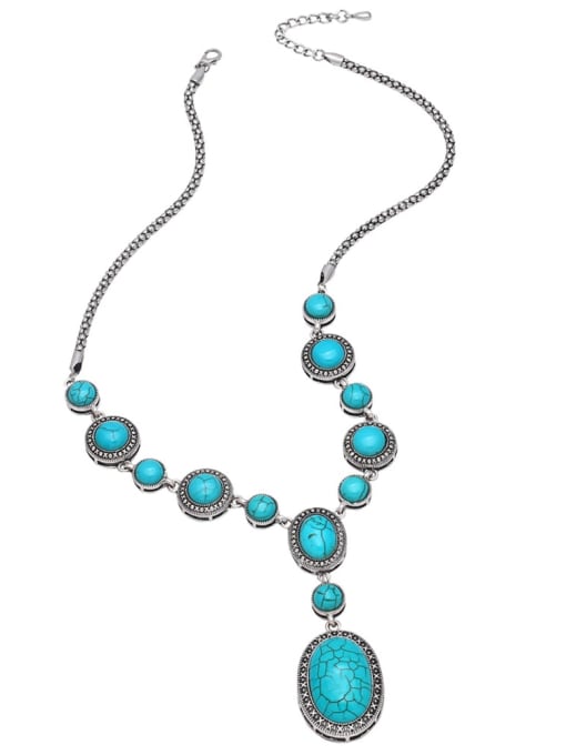 CC Alloy Turquoise Round Vintage Necklace 0